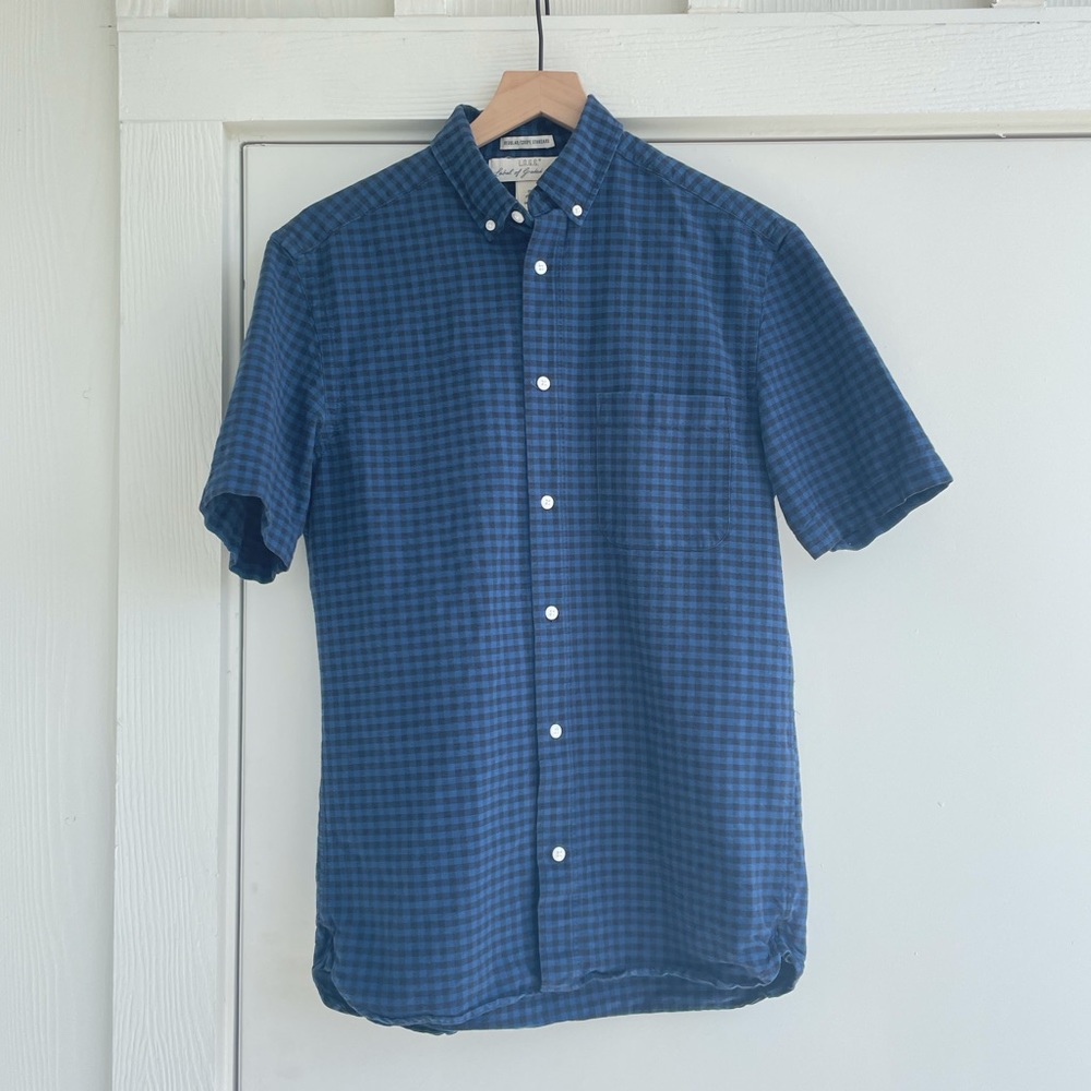 H&M Men’s Blue Checkered Short sleeve Button Up